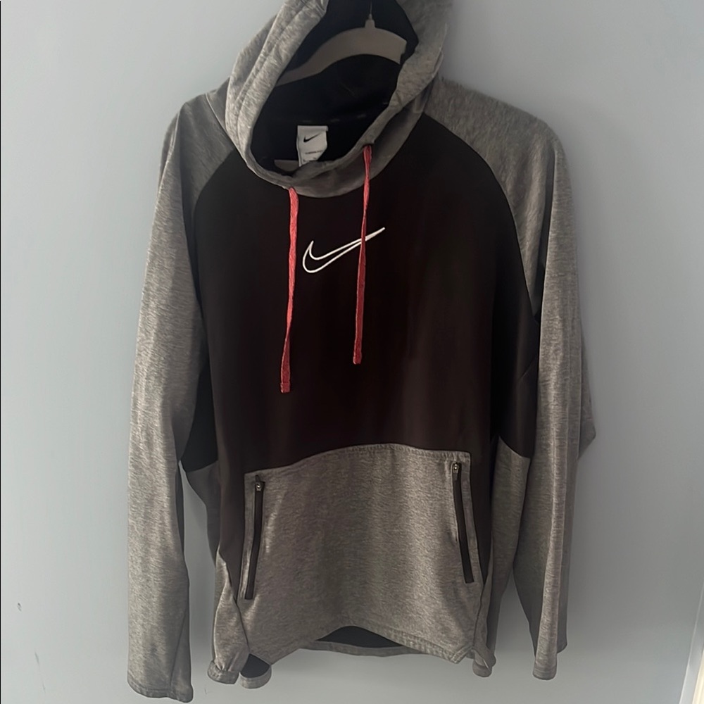 Nike Gray and Black Color-Blocked Hoodie